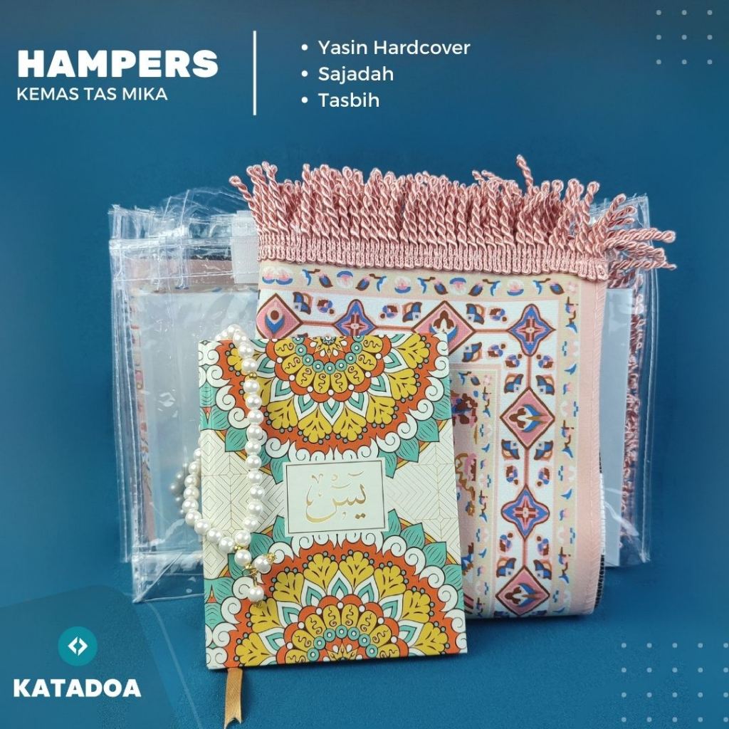 Hampers Yasin Hardcover (Paket Buku Yasin &Tahlil) Sajadah, Tasbih Kemas Tas Mika