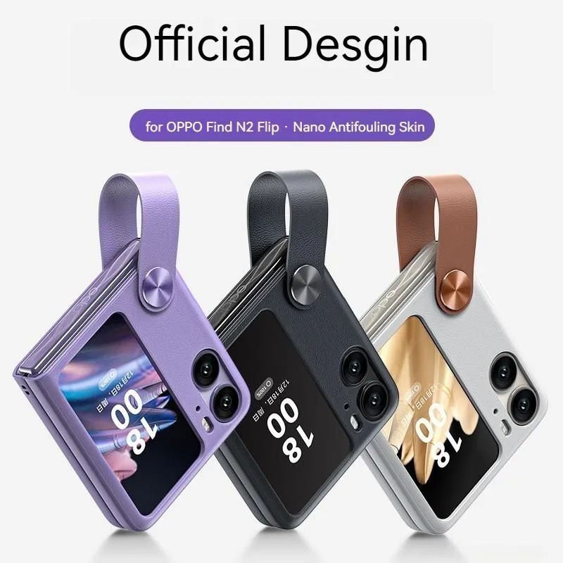 Casing Oppo Find N2 Flip Leather Case Hand Strap [Official Color]