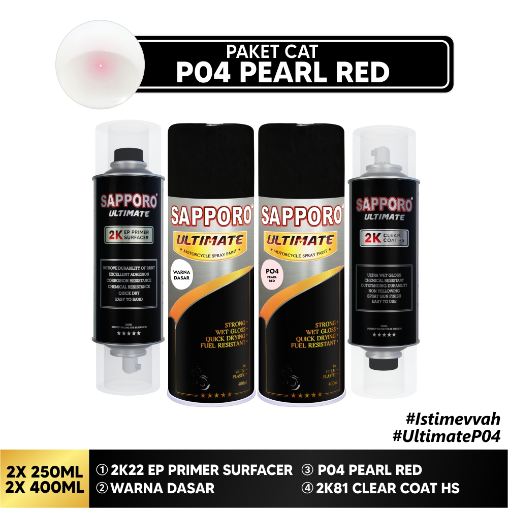 Paket Cat P04 Pearl Red / Sapporo Ultimate / Cat Aerosol Terbaik