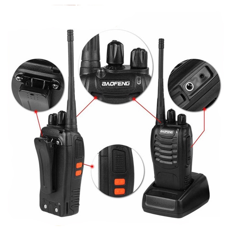 Walkie Talkie Waterproof Portable  Handy Talky 888S Radio Komunikasi  2 units Walkie talkie