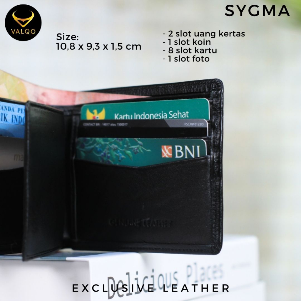 [VALQO] SYGMA Dompet kulit Sapi Pria Laki Cowok Lipat Kartu Foto Koin bisa COD