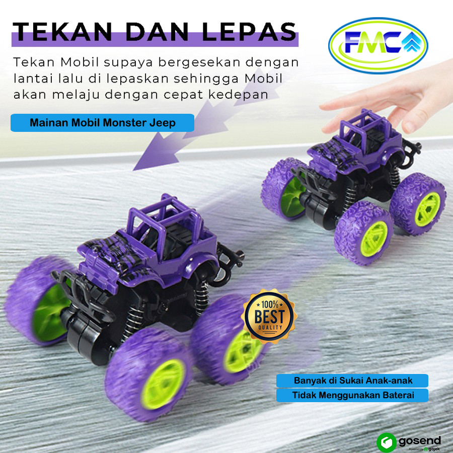 Mainan Mobil Monster Zap Mobilan Jeep Off Road Jip 4 Drive Anak Laki Dorong Tanpa Baterai