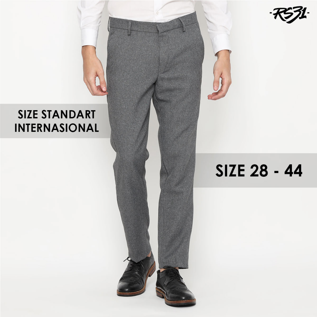 RS31 Celana Bahan Formal Pria Slim Fit Abu, Hitam, Navi - Celana Kerja Kantor Big Size Grey, Black, Navy Trouser Pants