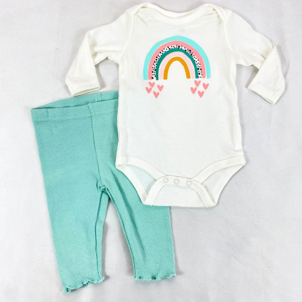 JUMPER SET - 4in1 NEWBORN 0-9 bulan import / baju bayi perempuan rainbow tosca lucu ala korea