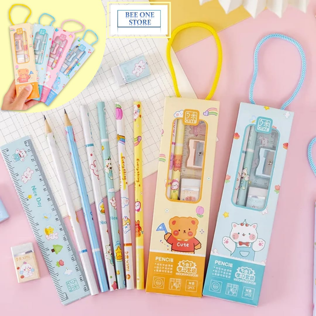 

BEE ONE - Set Alat Tulis 5 in 1 Stationary Set 5 in 1 Karakter Lucu