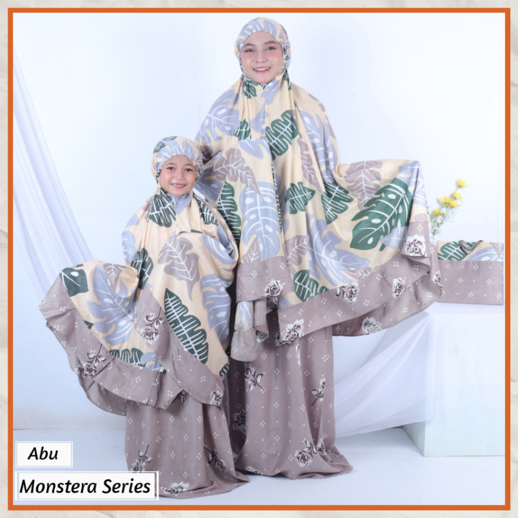 Ezpata Mukena Couple Ibu Anak Motif Bunga Kekinian Monsterra Rayon Premium Tebal Free Tas Terbaru Termurah