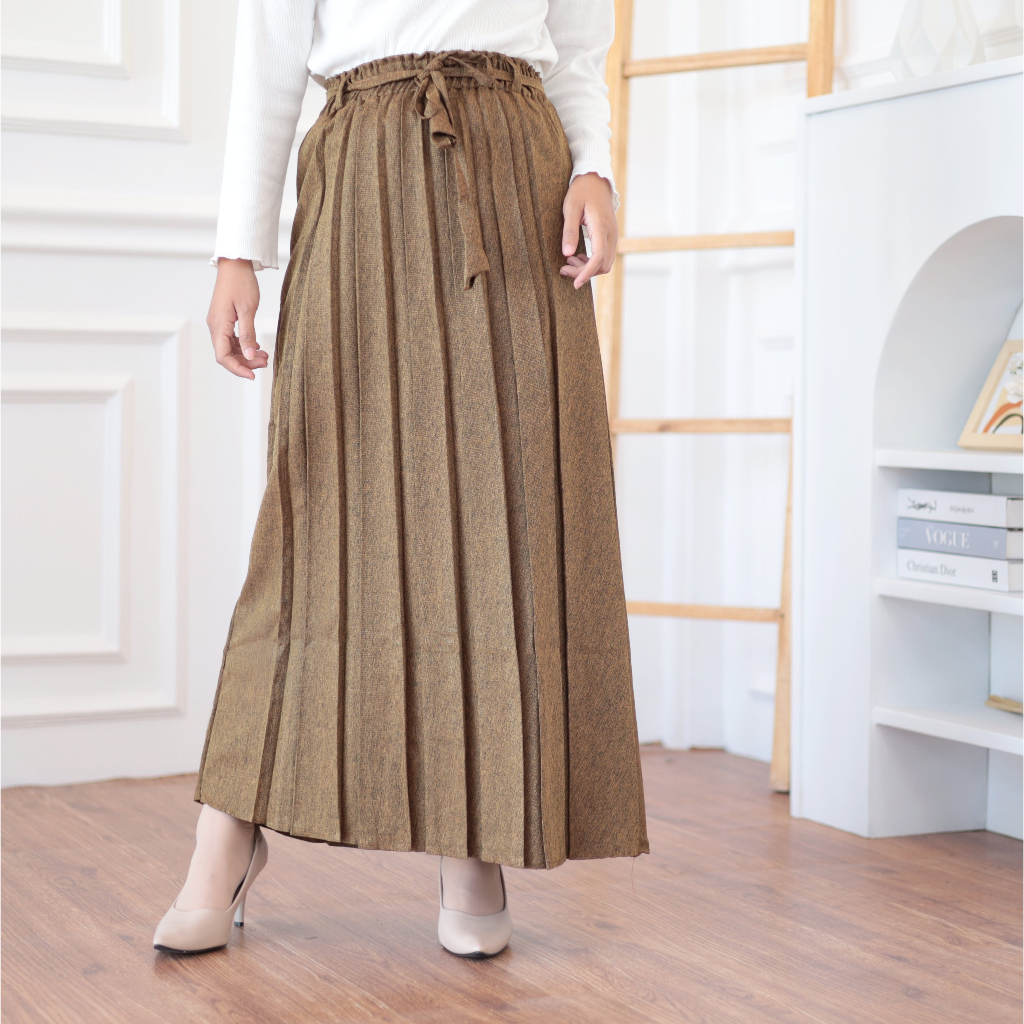 Rok plisket semi wool| Rok rempel | rok wanita | rok kerja | rok formal