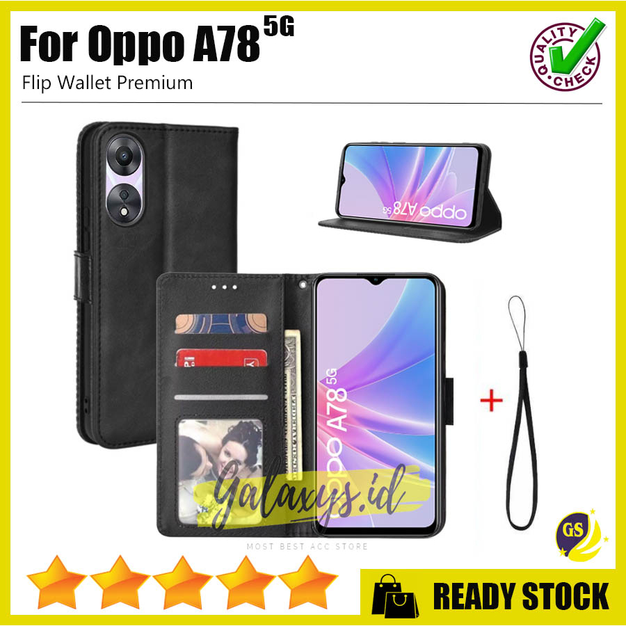 Oppo A78 5G A57 A17 A77s 2022 Oppo A55 4G / Oppo A76 / A96 2022 Reno 7 5G / Reno 7z 5G / Reno 8 4G / Reno 8Z 5G Case Flip Cover Case Leather Wallet Sarung Buku Case Kulit Casing