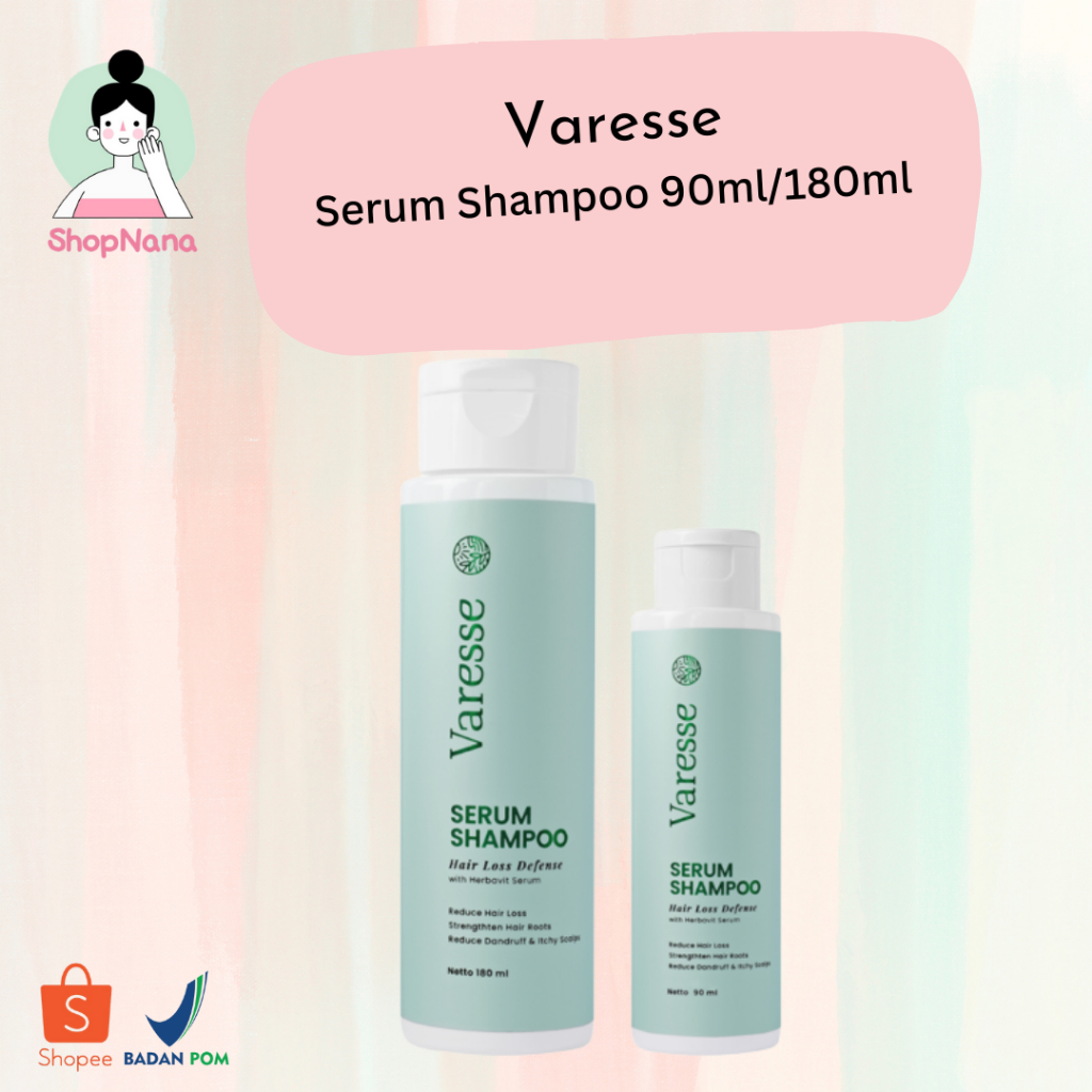 Varesse Serum Shampoo Hair Loss Defense 2 in 1 Conditioner 90ml &amp; 180ml | Sampo anti rontok, ketombe &amp; lepek | Rambut lembut, bervolume, &amp; berkilau