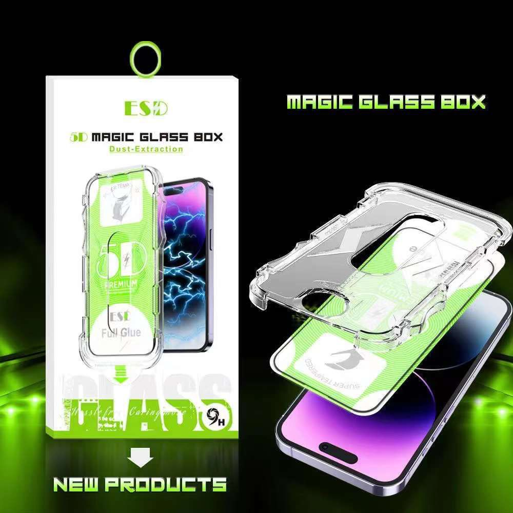 ESD 5D MAGIC GLASS AUTO INSTALL IPHONE 14 PROMAX 14 PLUS 13 PRO 13 12 PROMAX 12 11 PRO 11 X XR XSMAX TEMPERED GLASS CLEAR BENING