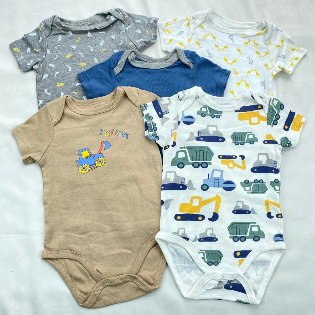 JUMPER SET - 5in1 lengan pendek 0-9 bulan baju bayi jumpsuit baby romper segitiga import premium