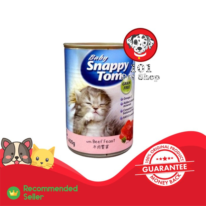 MAKANAN KUCING SNAPPY TOM BABY FEAST KITTEN BEEF 400GR