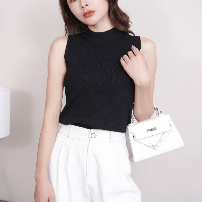 Turtleneck Wanita (T94) import 100% Tanktop Rajut Tengtop Impor Tank Top Import Blouse Korean Lexbong Knit Premium