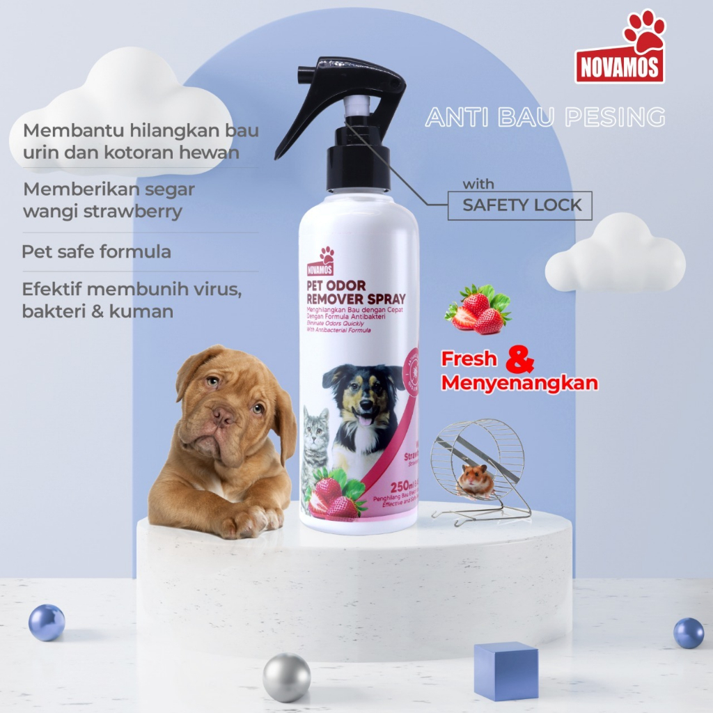 Novamos Penghilang Bau Kotoran 250 ml - Novamos Anti Kutu 100 ml - Novamos Parfum Hewan 100 ml