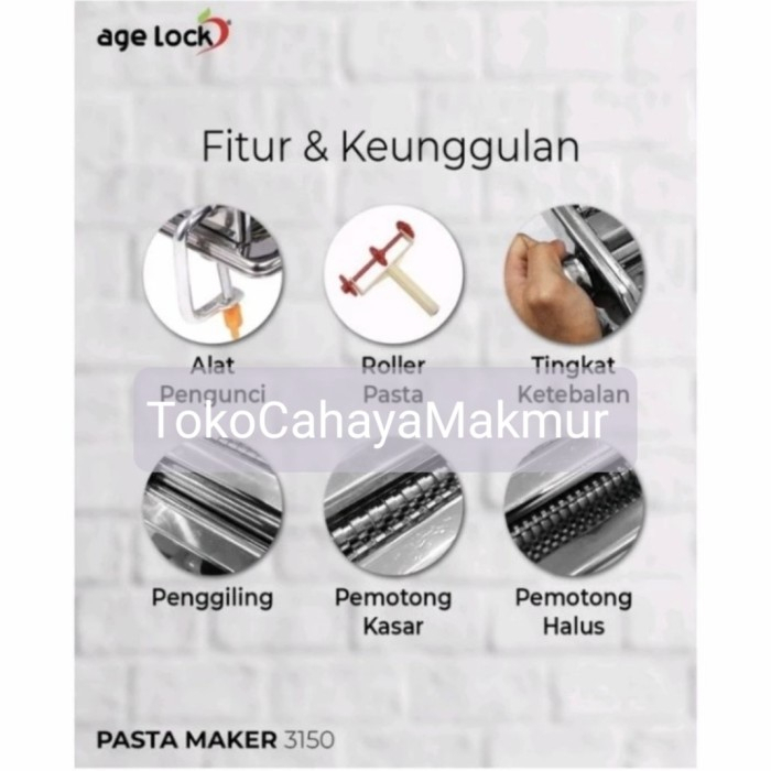 Age Lock Ampia Pasta Maker 3150 - Penggiling Mie Molen &amp; Pasta Stainless Steel