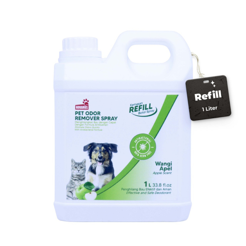 REFILL NOVAMOS Penghilang Bau Kotoran Binatang - Wangi Apel 1 Liter - Apel