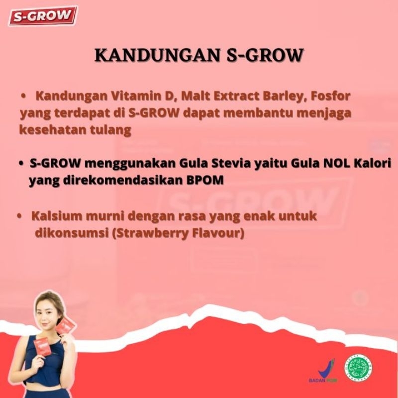 Promo Suplemen S-Grow Peninggi Badan Tinggi Kalsium 1 BOX (isi 10 sachet)