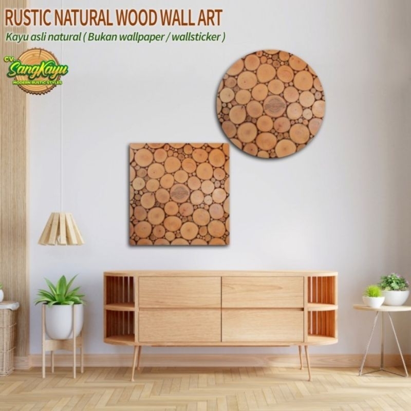 Hiasan dinding kayu asli alami natural wood wall art properti foto pro