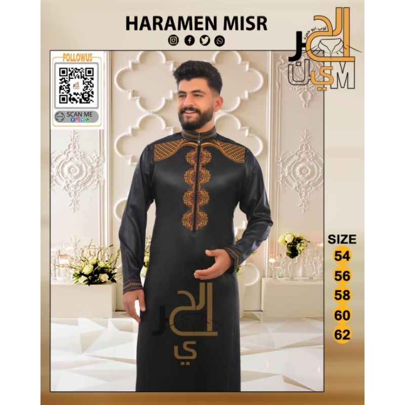 JUBAH PRIA AL HAROMAIN MESIR DAFFAH AL HARAMAIN JUBAH MESIR HARAMEN MISR JUBAH PRIA BORDIR MURAH JUB