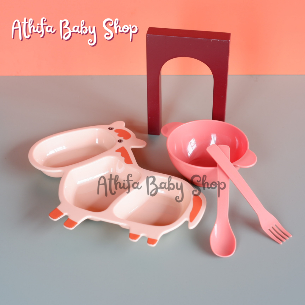 Set Tempat Makan Bayi Baby Safe Feding Set Karakter MPASI Bayi Set Peralatan Makan Bayi FS801 FS802