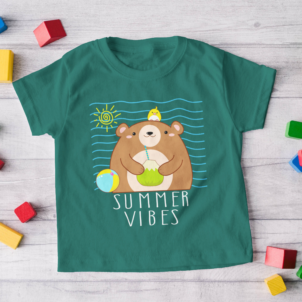 Kaos Anak Summer Vibes Bear - Atasan Anak Laki Laki Dan Perempuan