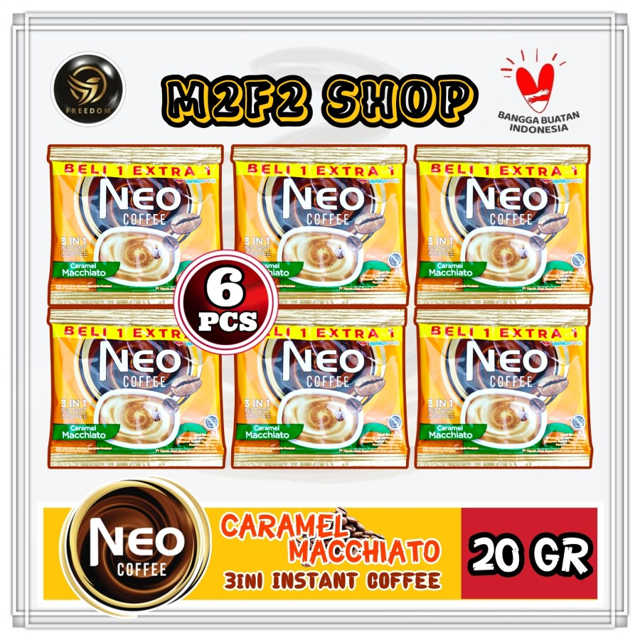 

Kopi Neo Coffee Caramel Macchiato 3in1 Sachet | GT - 20 gr (Kemasan 6 Pcs)