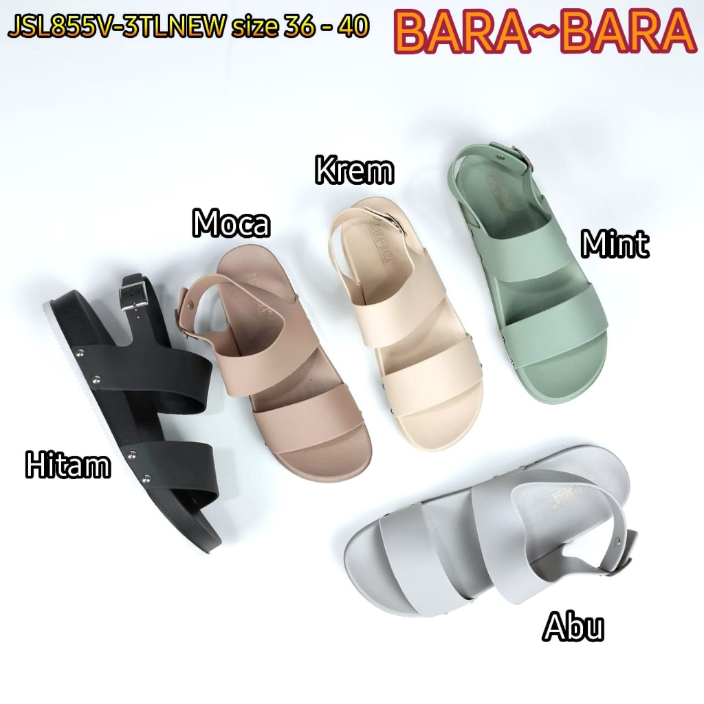 BARA BARA ORIGINAL jelly sandal karet empuk murah tali wanita barabara import cewek JSL855V-3TLNEW