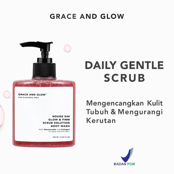 Grace and Glow Rouge 540 Glow &amp; Firm Scrub Solution Body Wash + English Pear and Freesia Anti Acne &amp; Scar Body Serum