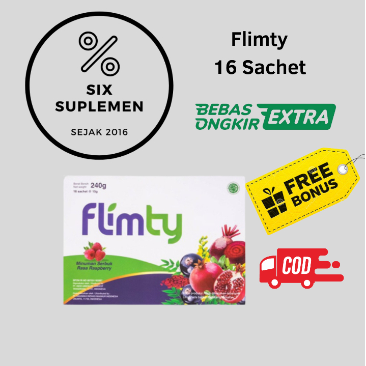 (Bonus Sample) Flimty Flimti Slimty Slimti Fiber BPOM Isi 16 Scht Suplemen Pelangsing Obat