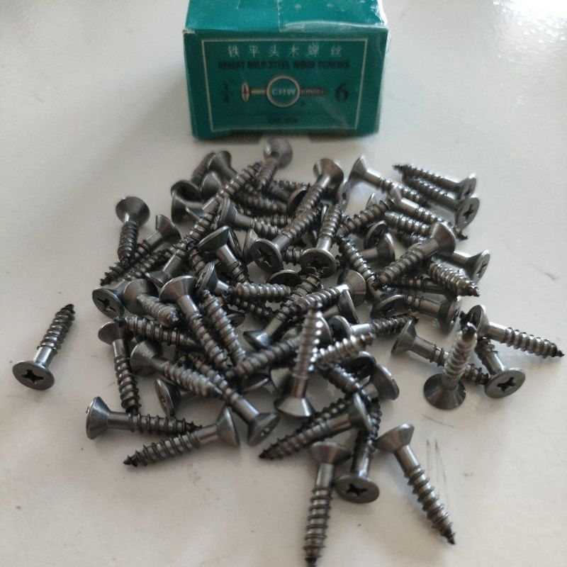 1 Kotak Skrup kayu 3/4 inch skrup engsel skrup kunci pintu paku baut 3/4" sekrup kayu serbaguna