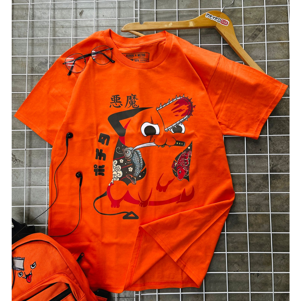 Tshirt Pochita Yakuza Orange Anime Manga Chainsaw Man Premium Unisex