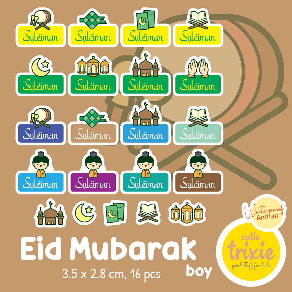 

STICKER LABEL NAMA ANAK WATERPROOF LEBARAN / IDUL FITRI compact