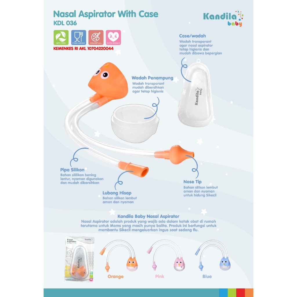 Kandila Baby KDL036 Nasal Aspirator With Case - Penyedot Ingus Bayi - Pembersih Hidung Bayi