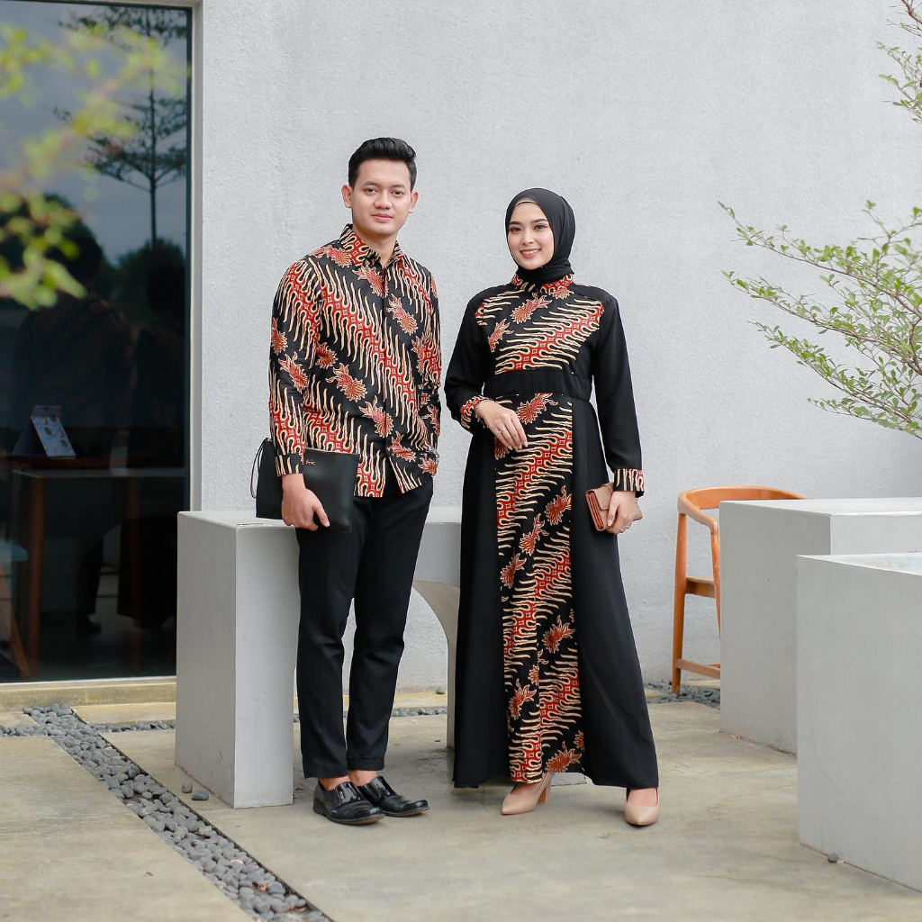 Benang Raja Batik Couple Pria Wanita Katun Motif Parang Bunga