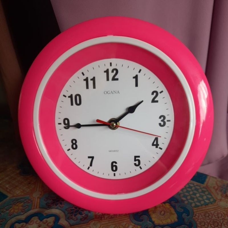 Jam Dinding / Jam Meja Ogana Warna Pink dan Orange