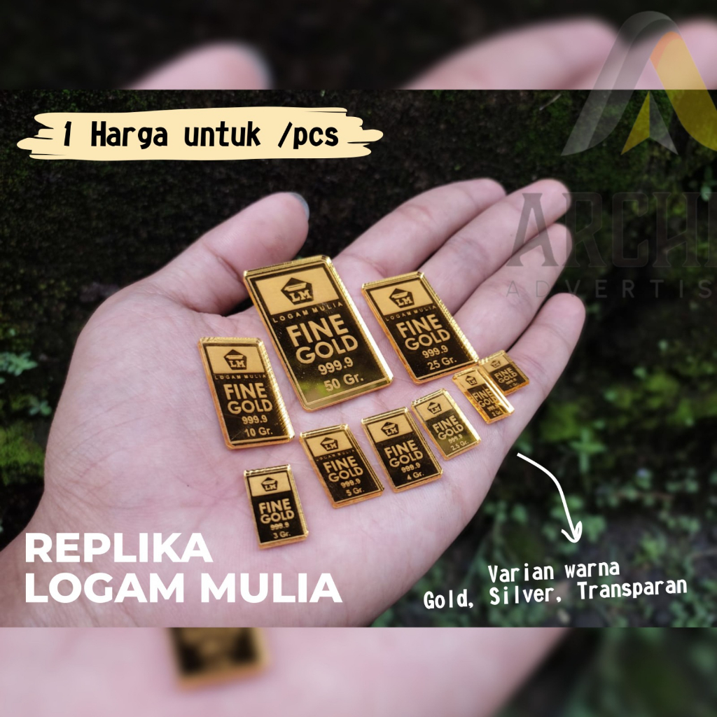 REPLIKA LOGAM MULIA EMAS AKSESORIS MAHAR AKRILIK EMAS