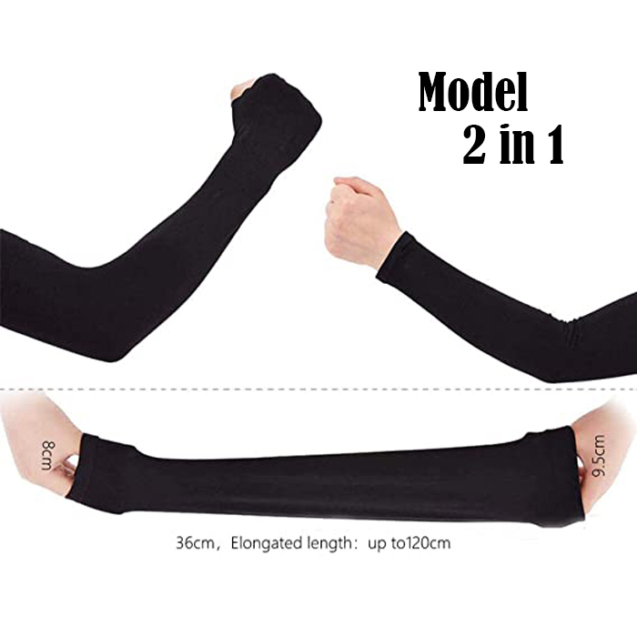 Manset Tangan Panjang Pria Muslim Wanita Hijab Jempol Spandex Anti UV - Manset Motor