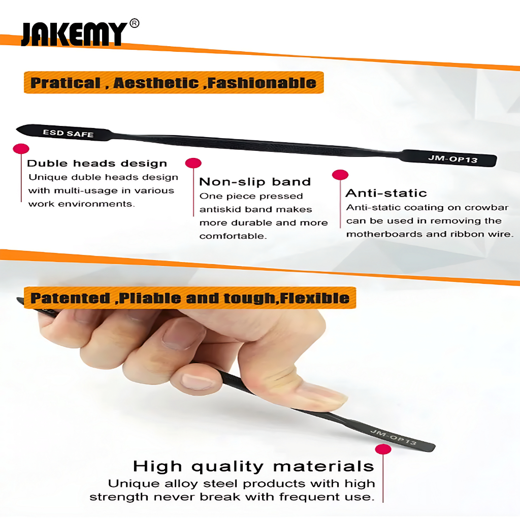 Jakemy Opening Tools Anti-Static Steel Dual Head Pry Bar / Crowbar - JM-OP13 Original