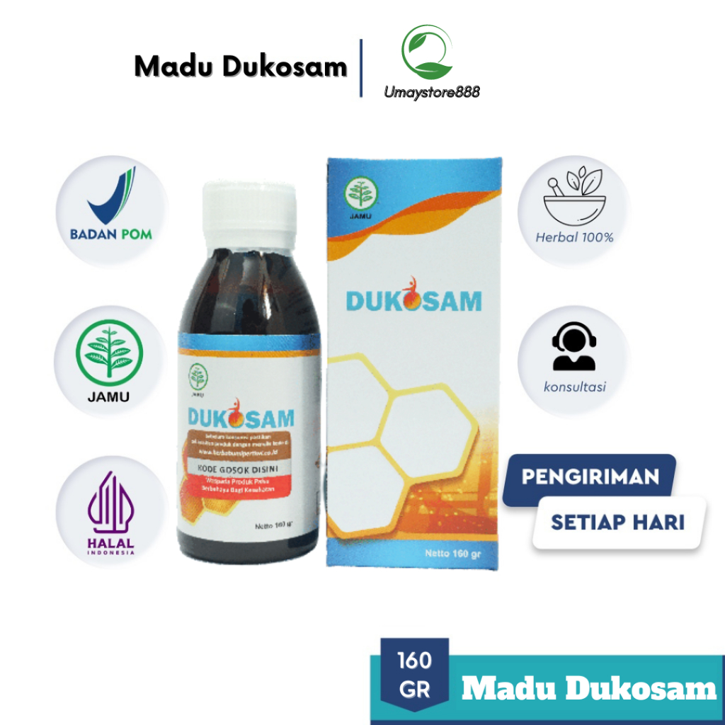 

DUKOSAM - Madu Herbal Original 160gr Obat Asam Urat Kolesterol Rematik Dan Nyeri Sendi