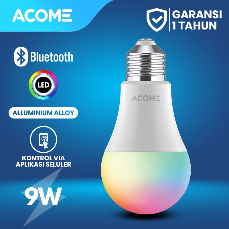 ACOME AL02B 9W Smart LED Lampu Bluetooth Tidur Bulb Control RGB