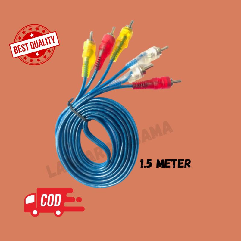 KABEL RCA 3R - 3R TRANSPARAN 1,5M FULL/ KABEL 3 JACK RCA TO 3 JACK RCA 1,5M TRANSPARAN/ KABEL AUDIO/ KABEL VIDEO/ KABEL AUDIO VIDEO MURAH/ KABEL AUDIO VIDEO BAGUS