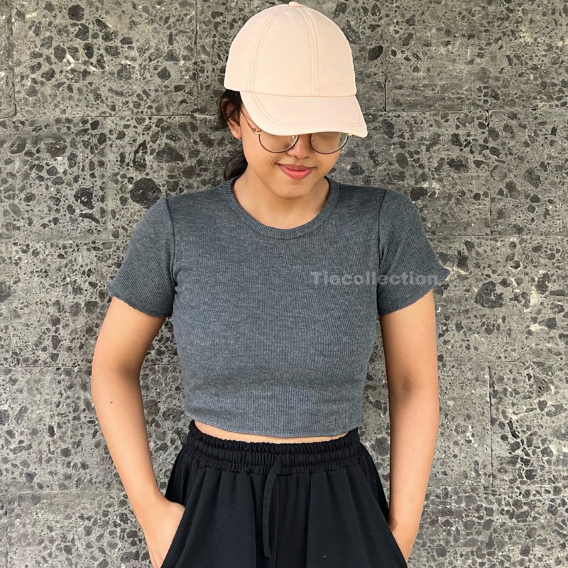 Hera Top / Rib Crop Tee Basic / Atasan Wanita Basic