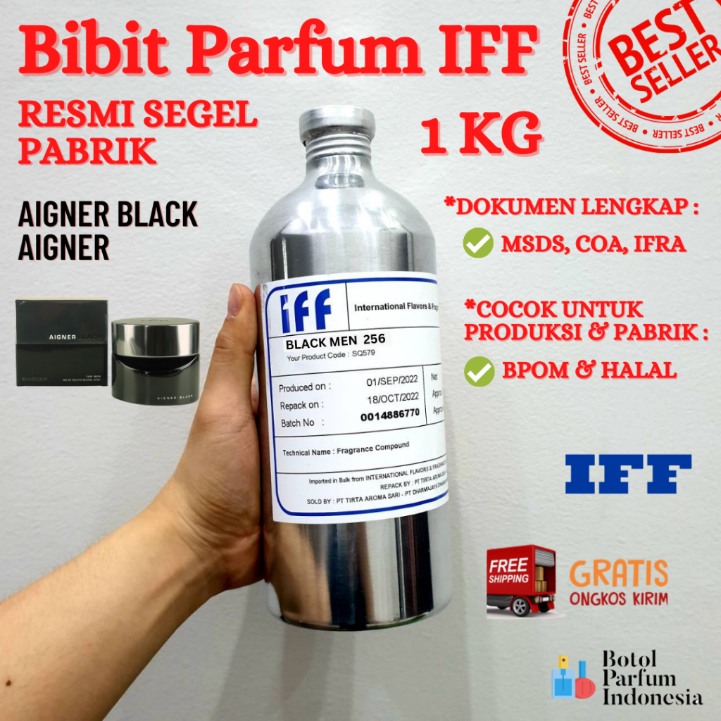 BIBIT PARFUM SEGEL BLACK MEN 256 BY IFF MURNI 100% - MSDS COA IFRA