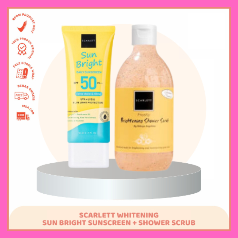 Scarlett Whitening Paket Daily Sunscreen Moisturizer Cream Face Mist BPOM Original