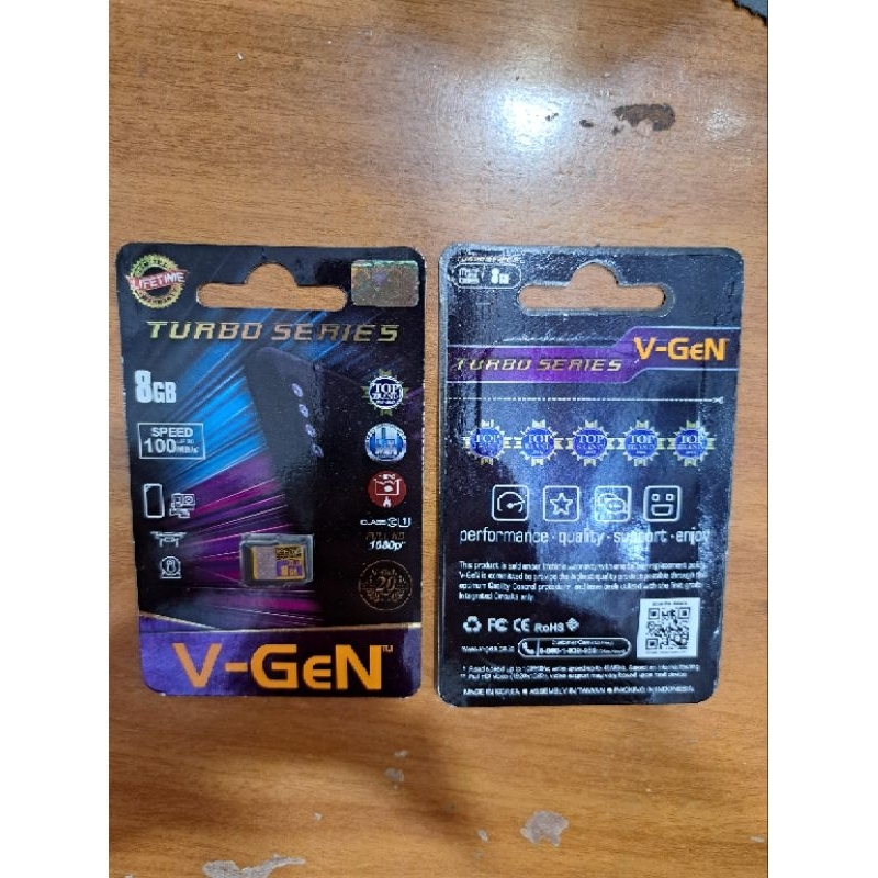 MMC MEMORY V-GEN 8GB , TURBO SERIES MICRO SD HC 8GB, FULL HD 1080P, PERFORMANCE QUALITY SUPPORT ENJOY,  READ SPEED UP TO 100MB/S WRITE SPEED UP TO 48MB/S BASED ON INTERNAL TESTING, FULL HD VIDEO 1920X1080 VIDEO SUPPORT MAY VARY BASED UPON HOST DEVICE