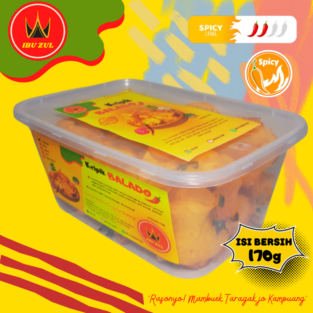 

Keripik Singkong Balado Padang IBU ZUL SPICY 170gr | Keripik Balado Padang IBU ZUL Pedas Level 2