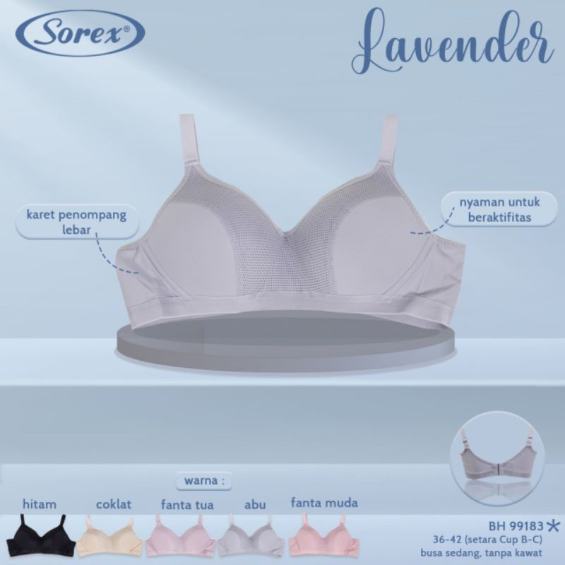 Sorex 99183 Lavender Bra BH Busa Tipis Tanpa Kawat Kait 3 Cup B