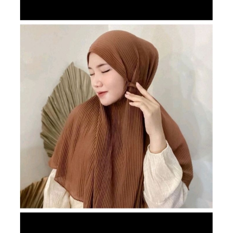 Hijab plisket instan tali / Hijab plisket lidi premium