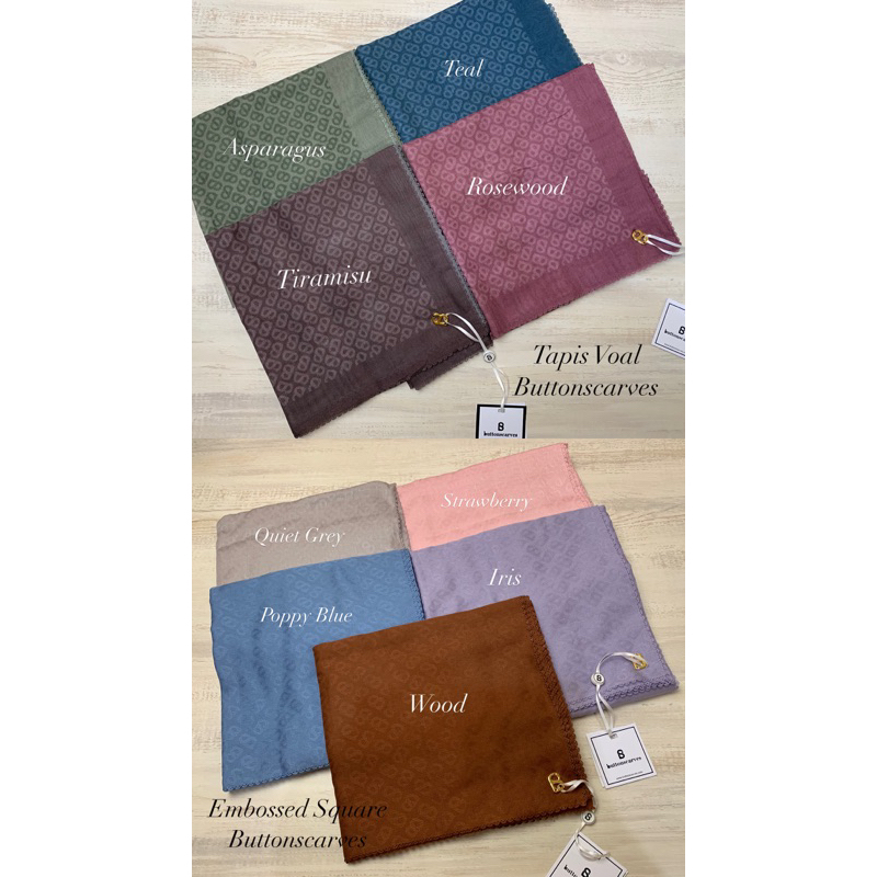 READY Tapis Square Buttonscarves Monogram Voal Square Series NEW / Embossed Square Buttonscarves BS 