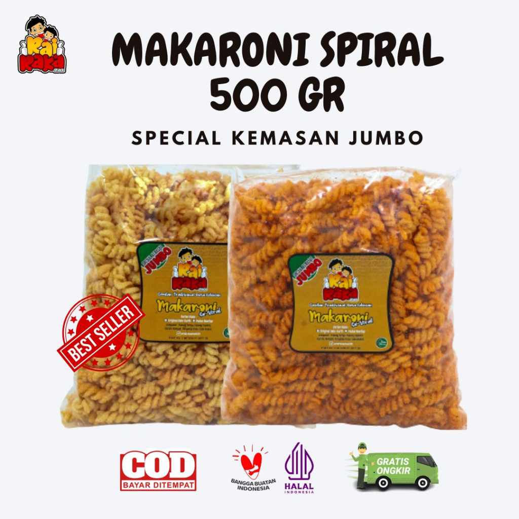 

MAKARONI SPIRAL RAIRAKA 500 GRAM, Enak Kriuk Pedas Gurih Bikin Nagih !!!